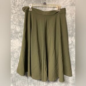 Green mid length flare skirt